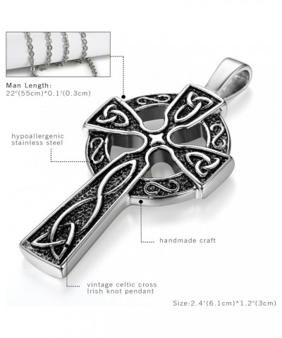 Stainless Steel Celtic Irish Knot Cross Pendant Necklace,Dual Layer Two-tone Jesus Crucifix Cross Black-celtic cross $12.75 B...