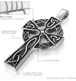 Stainless Steel Celtic Irish Knot Cross Pendant Necklace,Dual Layer Two-tone Jesus Crucifix Cross Black-celtic cross $12.75 B...