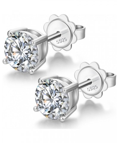 Sparkling Round Cut/Square Cut CZ Diamond Stud Earrings 925 Sterling Silver Cubic Zirconia Stud Earrings Hypoallergenic CZ St...