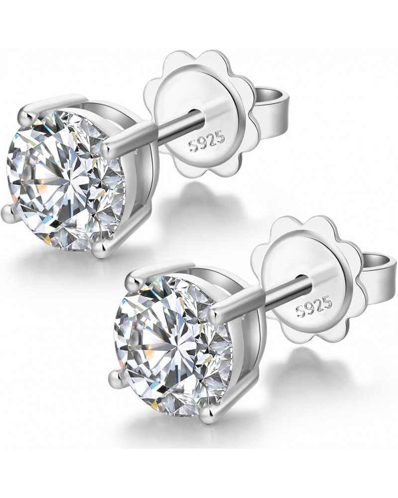 Sparkling Round Cut/Square Cut CZ Diamond Stud Earrings 925 Sterling Silver Cubic Zirconia Stud Earrings Hypoallergenic CZ St...