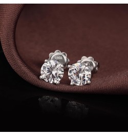 Sparkling Round Cut/Square Cut CZ Diamond Stud Earrings 925 Sterling Silver Cubic Zirconia Stud Earrings Hypoallergenic CZ St...