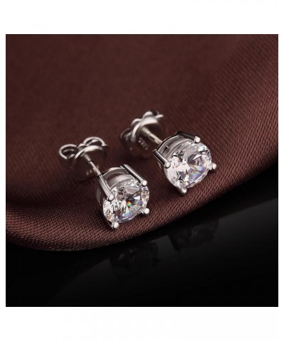 Sparkling Round Cut/Square Cut CZ Diamond Stud Earrings 925 Sterling Silver Cubic Zirconia Stud Earrings Hypoallergenic CZ St...