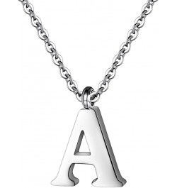 Stainless Steel Silver Initial Necklace Alphabet Pendant Necklace 16" with 2" extender Women Girl letter Necklace Silver Init...