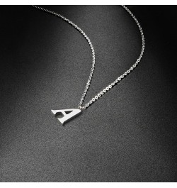 Stainless Steel Silver Initial Necklace Alphabet Pendant Necklace 16" with 2" extender Women Girl letter Necklace Silver Init...