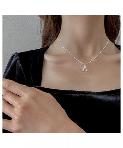 Stainless Steel Silver Initial Necklace Alphabet Pendant Necklace 16" with 2" extender Women Girl letter Necklace Silver Init...