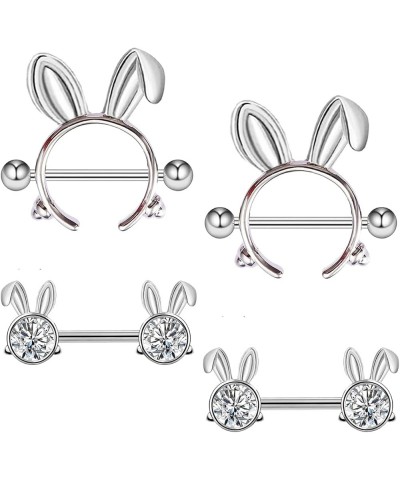 14G 316L Cute Animal Nipple Rings Stainless Steel Turtle Nipple Ring Cat Rabbit Nipple Barbell Rings Piercing Jewelry for Wom...