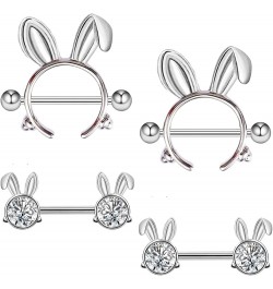 14G 316L Cute Animal Nipple Rings Stainless Steel Turtle Nipple Ring Cat Rabbit Nipple Barbell Rings Piercing Jewelry for Wom...