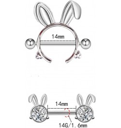 14G 316L Cute Animal Nipple Rings Stainless Steel Turtle Nipple Ring Cat Rabbit Nipple Barbell Rings Piercing Jewelry for Wom...