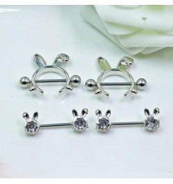 14G 316L Cute Animal Nipple Rings Stainless Steel Turtle Nipple Ring Cat Rabbit Nipple Barbell Rings Piercing Jewelry for Wom...