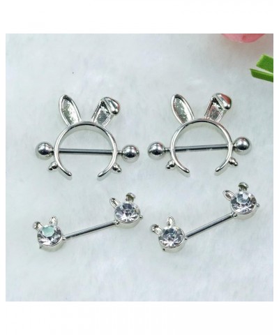 14G 316L Cute Animal Nipple Rings Stainless Steel Turtle Nipple Ring Cat Rabbit Nipple Barbell Rings Piercing Jewelry for Wom...