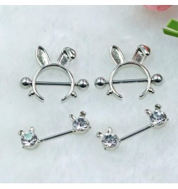 14G 316L Cute Animal Nipple Rings Stainless Steel Turtle Nipple Ring Cat Rabbit Nipple Barbell Rings Piercing Jewelry for Wom...