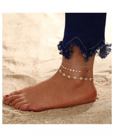 3PCS Ankle Bracelets for Women Teens 14K Gold Plated Anklets Bracelets Cuban Link Tennis Snake Paperclip Chain Cubic Zirconia...