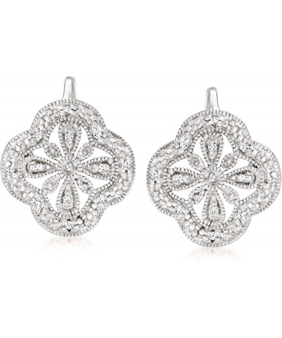 Openwork Clover Drop Earrings With Diamond Accents in Sterling Silver $51.63 Earrings