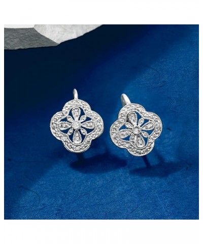 Openwork Clover Drop Earrings With Diamond Accents in Sterling Silver $51.63 Earrings