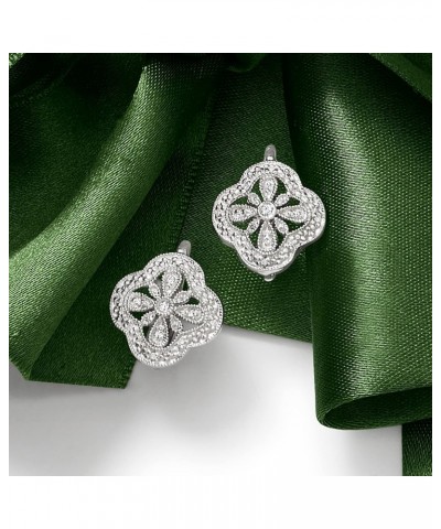 Openwork Clover Drop Earrings With Diamond Accents in Sterling Silver $51.63 Earrings