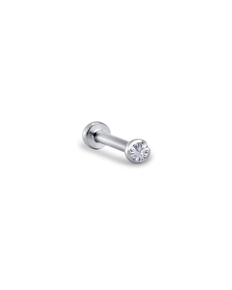 316L Stainless Steel Labret Nose Ring Stud Titanium Push Pin Threadless Post 3/16, 1/4, 9/32, 5/16 Stone 18G 2.5mm Stone - 9/...