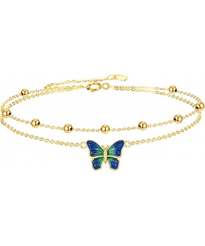 14k Yellow Gold Butterfly Anklet Bracelet for Women, Fine Gold Jewelry Gifts for Her (Sunflower Ankle) $93.10 Anklets