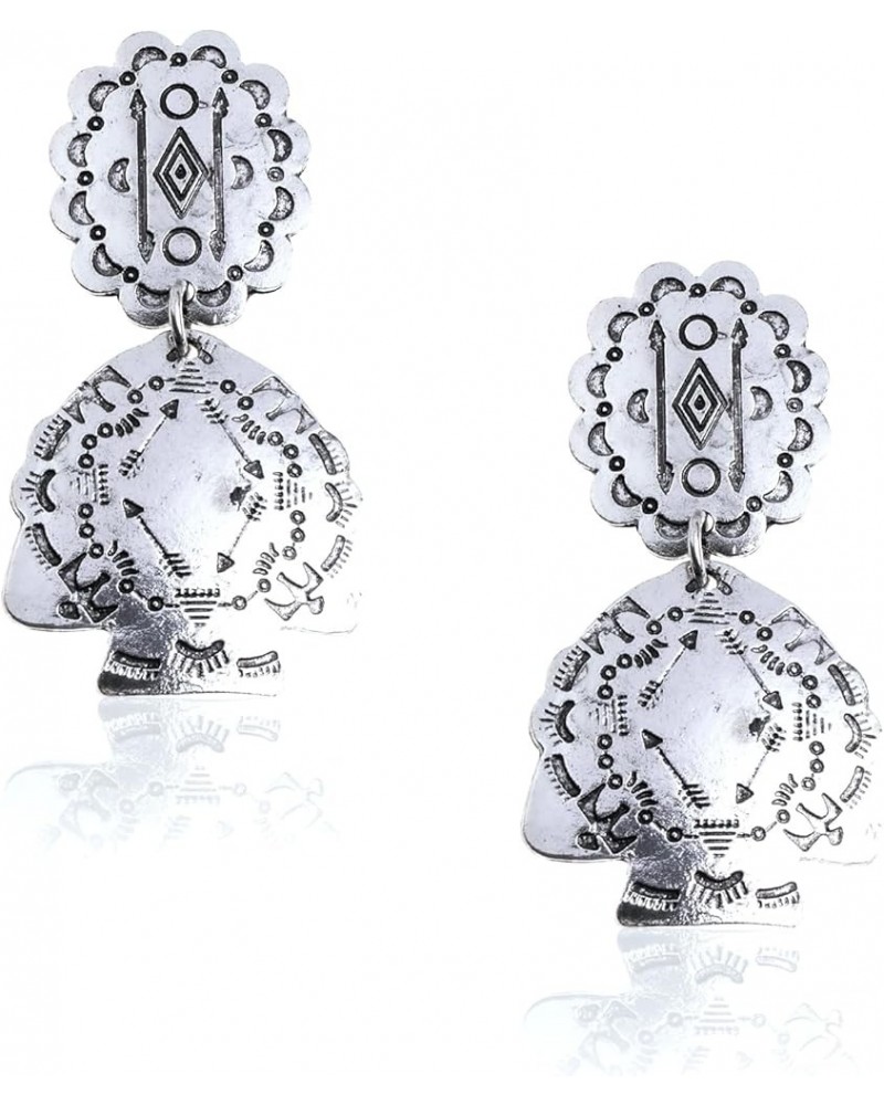 Rustic Couture's Western Earrings for Women Cowgirl Dangling Turquiose Concho Western Jewelry F-Silver $8.62 Earrings