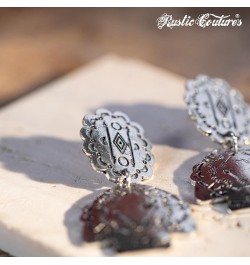 Rustic Couture's Western Earrings for Women Cowgirl Dangling Turquiose Concho Western Jewelry F-Silver $8.62 Earrings