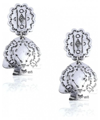 Rustic Couture's Western Earrings for Women Cowgirl Dangling Turquiose Concho Western Jewelry F-Silver $8.62 Earrings