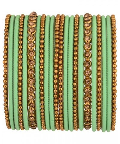 Indian Bangle Set Rhinestone CZ Plain Metal Bracelet Bangle Jewelry for Women Mint color (Set of 22 Pcs) 2-8 $9.63 Bracelets