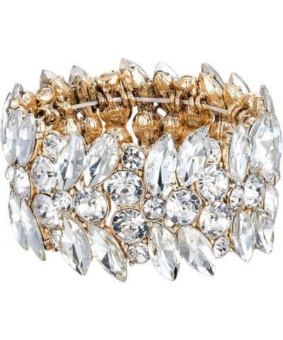 Women's Stretch Bracelet Marquise Crystal Art Deco Hand Chain Wedding Bridal Jewelry Clear Antique Gold-Tone $11.76 Bracelets