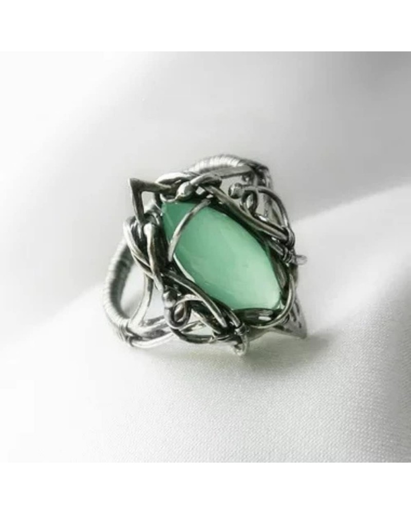 Vintage Marquise Cut Emerald Rings for Women 925 Sterling Silver Elegant Green Gemstone Statement Ring Surrounded by Branches...