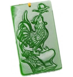 Natural Feng Shui Dark Green Jade Necklace Pendant for Women Genuine Yoga Jasper Zodiac Rooster Fashion Auspicious $17.55 Nec...