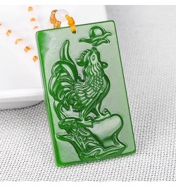 Natural Feng Shui Dark Green Jade Necklace Pendant for Women Genuine Yoga Jasper Zodiac Rooster Fashion Auspicious $17.55 Nec...