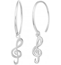 Jewelry Sterling Silver Treble Clef Music Pull Through Hoop Earrings $18.35 Earrings