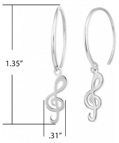 Jewelry Sterling Silver Treble Clef Music Pull Through Hoop Earrings $18.35 Earrings