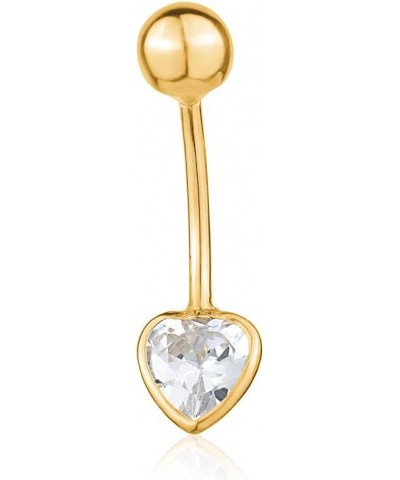 Belly Button Ring 14k Yellow Gold Navel Rings Barbell Simulated Diamond Gemstone Body Piercing Jewelry Heart $47.24 Body Jewelry