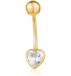 Belly Button Ring 14k Yellow Gold Navel Rings Barbell Simulated Diamond Gemstone Body Piercing Jewelry Heart $47.24 Body Jewelry