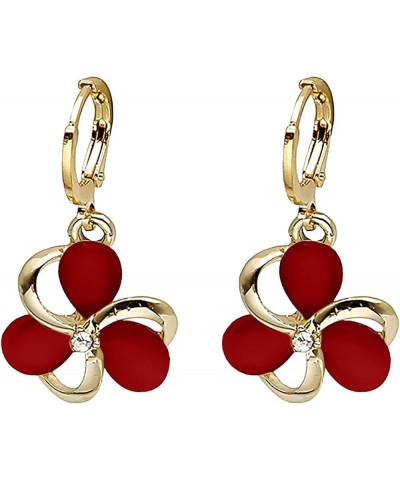 Gold Silver Zirconia for Women Hoop Post Huggie Earrings Star Cross Hoop Huggie Earrings Cute Dangle (Color : Red, Size : One...