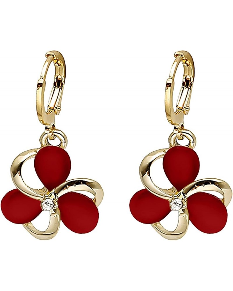 Gold Silver Zirconia for Women Hoop Post Huggie Earrings Star Cross Hoop Huggie Earrings Cute Dangle (Color : Red, Size : One...