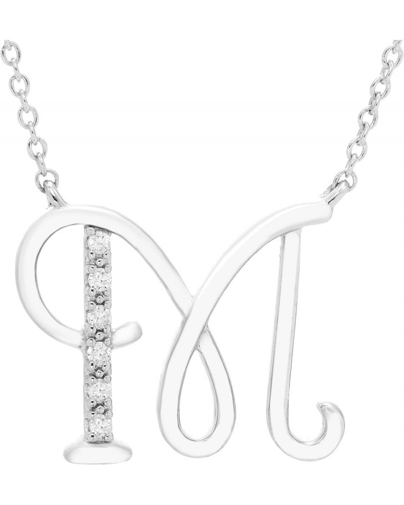 .925 Sterling Silver Diamond Accented Initial Necklace, Adjustable 18”-20” (G-H Color, I2-I3 Clarity) - Choice of Letter M $5...