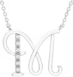 .925 Sterling Silver Diamond Accented Initial Necklace, Adjustable 18”-20” (G-H Color, I2-I3 Clarity) - Choice of Letter M $5...