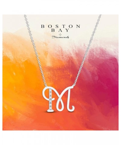 .925 Sterling Silver Diamond Accented Initial Necklace, Adjustable 18”-20” (G-H Color, I2-I3 Clarity) - Choice of Letter M $5...