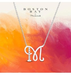 .925 Sterling Silver Diamond Accented Initial Necklace, Adjustable 18”-20” (G-H Color, I2-I3 Clarity) - Choice of Letter M $5...