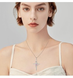 Cross Necklace for Women 925 Sterling Silver Butterfly Birthstone Necklace Rose Flower Religion Jewelry Gifts for Women Wife ...