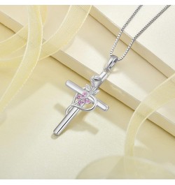 Cross Necklace for Women 925 Sterling Silver Butterfly Birthstone Necklace Rose Flower Religion Jewelry Gifts for Women Wife ...