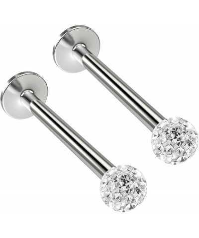 2pc 16g Crystal Labret Lip Studs crystal Cluster Earrings 8mm 5/16 Ring 3mm Sealed Ferido Ball Cubic Zirconia - 12mm (1/2) $9...