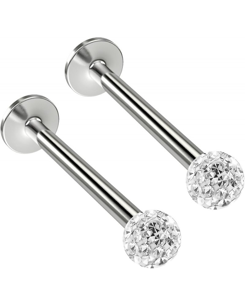 2pc 16g Crystal Labret Lip Studs crystal Cluster Earrings 8mm 5/16 Ring 3mm Sealed Ferido Ball Cubic Zirconia - 12mm (1/2) $9...