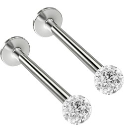 2pc 16g Crystal Labret Lip Studs crystal Cluster Earrings 8mm 5/16 Ring 3mm Sealed Ferido Ball Cubic Zirconia - 12mm (1/2) $9...