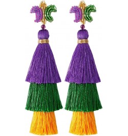 Handmade Braid Mardi Gras Tassel Letter Crown Boots Shape Beaded Carnival Dangle Earrings for Women Girls Jewelry A $8.69 Ear...