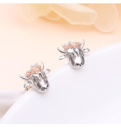 Hoop Earrings for Women 925 Sterling Silver Cute Animal Huggie Hoop Earrings Jewelry Gifts for Sensitive Ears Highland Cow St...