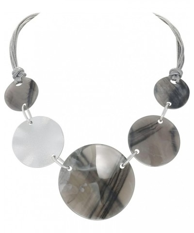 Chunky Irregular Acrylic Costume Pendant Necklace Women Large Statement 22" Collar Necklace Grey $9.91 Necklaces