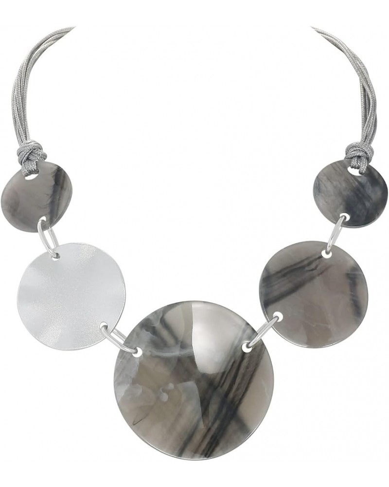 Chunky Irregular Acrylic Costume Pendant Necklace Women Large Statement 22" Collar Necklace Grey $9.91 Necklaces