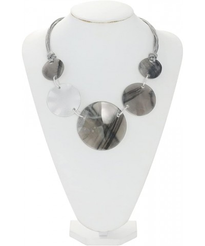 Chunky Irregular Acrylic Costume Pendant Necklace Women Large Statement 22" Collar Necklace Grey $9.91 Necklaces