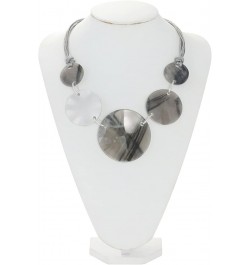 Chunky Irregular Acrylic Costume Pendant Necklace Women Large Statement 22" Collar Necklace Grey $9.91 Necklaces